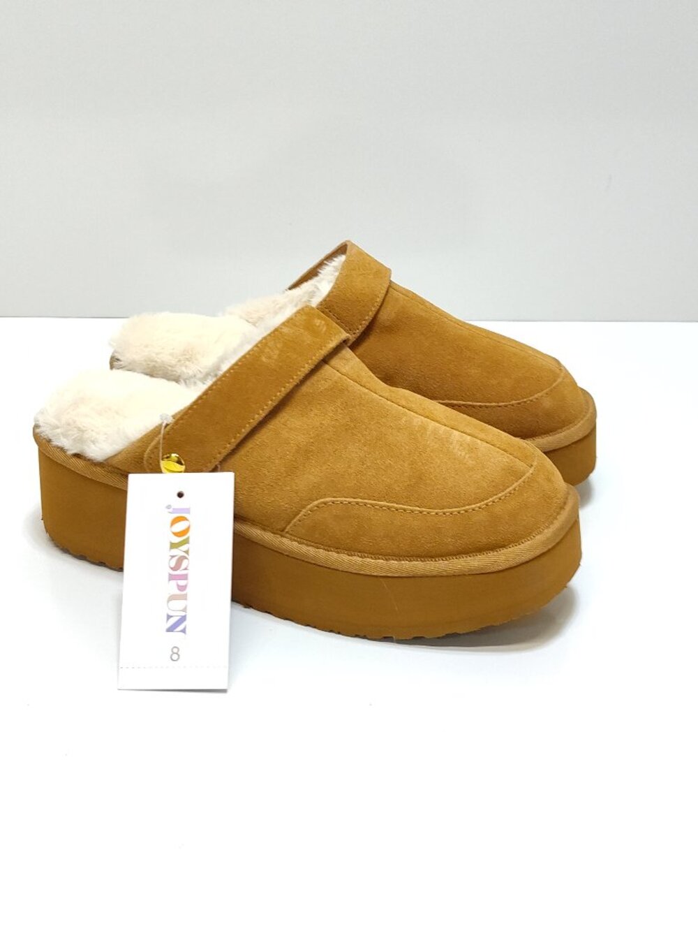 Joyspun Convert Clog 8 Chestnut Suede Convertible Platform Mule Slipper Moccasin